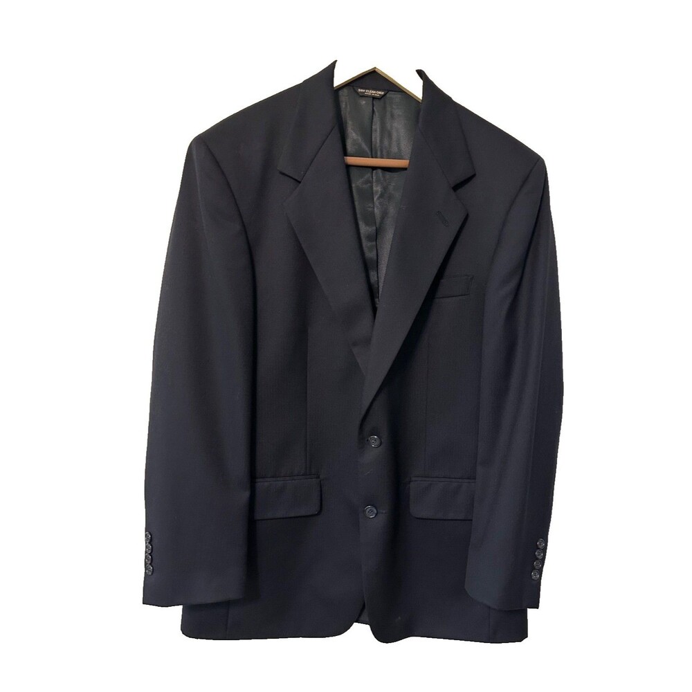 Vintage 80s-90s Bill Blass for Strawbridge 100% Wool 2-Button Sport Coat Navy